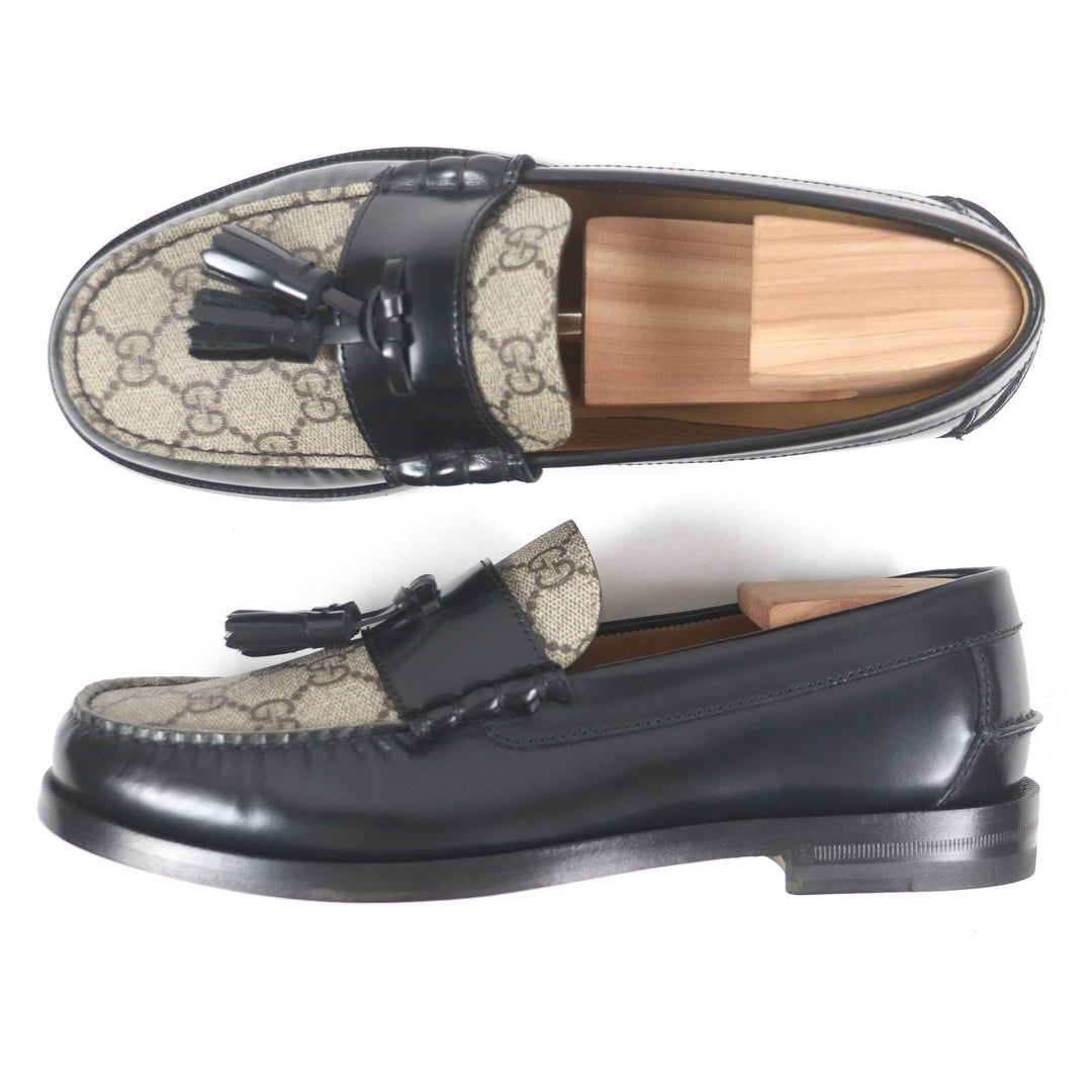 GUCCI loafers 673817 Main: GG canvas, Main: Leather Beige black mens 5.5 Used Authentic