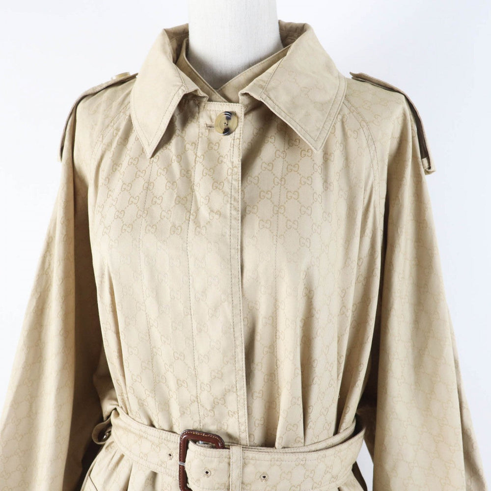 GUCCI trench coat 771441 Outer material: 50% cotton, Outer material: 50% nylon, Leather part: cowhide, Lining: 100% rayon beige Women 40 Used Authentic