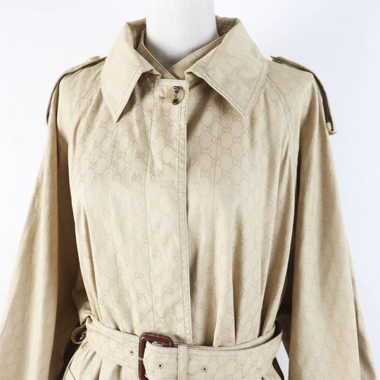 GUCCI trench coat 771441 Outer material: 50% cotton, Outer material: 50% nylon, Leather part: cowhide, Lining: 100% rayon beige Women 40 Used Authentic