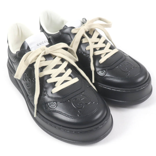 GUCCI sneakers 669582 Main: Leather black mens 6 Used Authentic