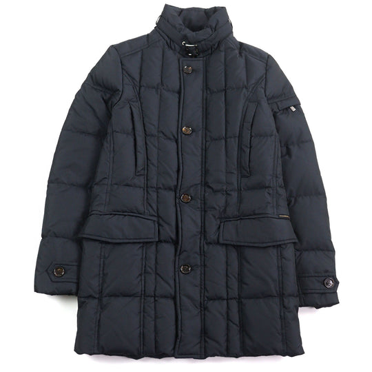 MOORER Down jacket Outer: 100% polyester, Lining: 50% polyester, Lining: 50% nylon, Sleeve lining: 100% nylon, Filling: down Navy VALENTE-KM mens 44 Used Authentic