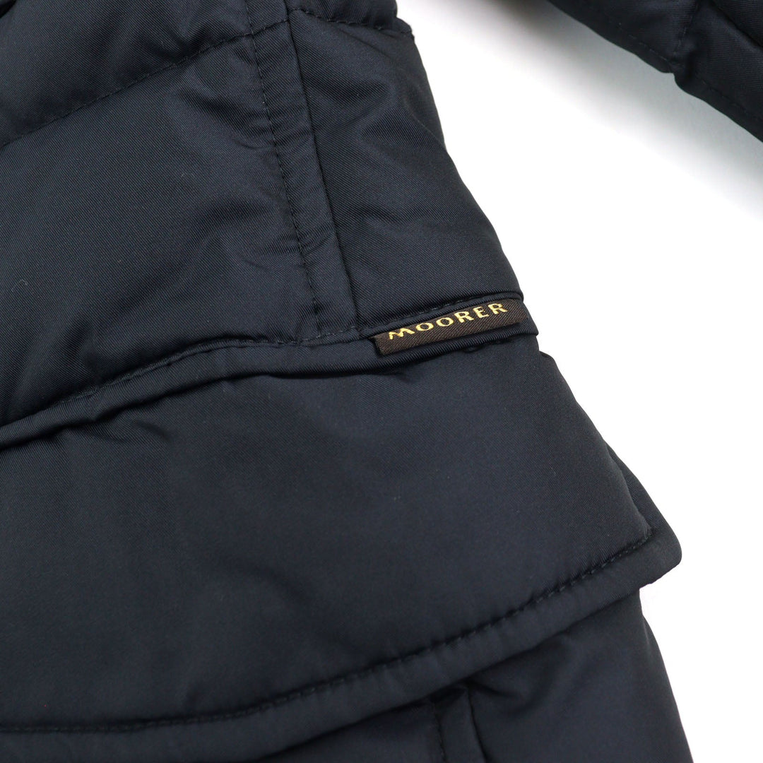 MOORER Down jacket Outer: 100% polyester, Lining: 50% polyester, Lining: 50% nylon, Sleeve lining: 100% nylon, Filling: down Navy VALENTE-KM mens 44 Used Authentic