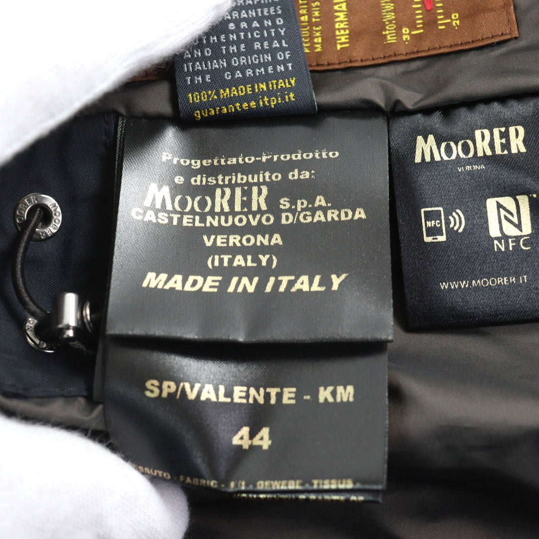 MOORER Down jacket Outer: 100% polyester, Lining: 50% polyester, Lining: 50% nylon, Sleeve lining: 100% nylon, Filling: down Navy VALENTE-KM mens 44 Used Authentic