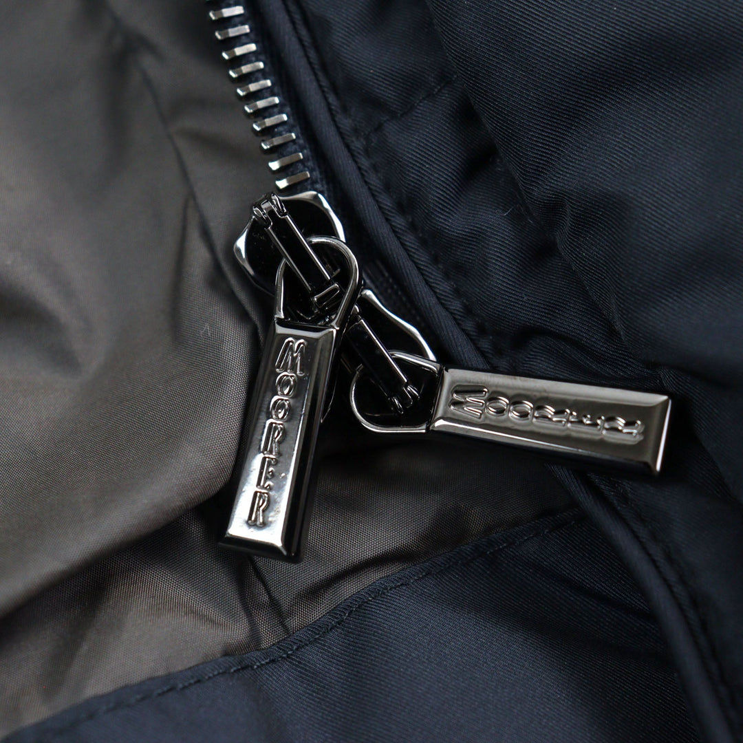 MOORER Down jacket Outer: 100% polyester, Lining: 50% polyester, Lining: 50% nylon, Sleeve lining: 100% nylon, Filling: down Navy VALENTE-KM mens 44 Used Authentic