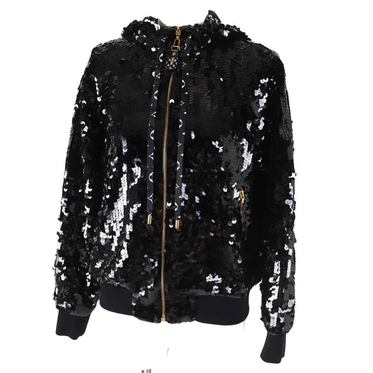 LOUIS VUITTON Jacket 1A9NED FMVB03 Outer: 66% nylon, Outer: 34% polyurethane, Lining: 100% silk, Part: 86% wool, Part: 13% nylon black EMBROIDERED HOODIE Women 34 Used Authentic