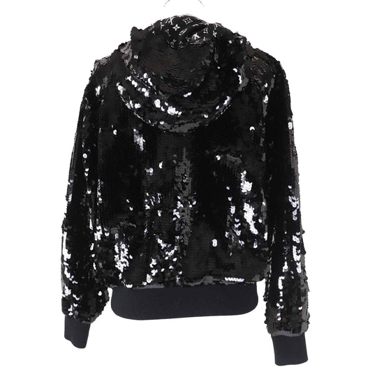 LOUIS VUITTON Jacket 1A9NED FMVB03 Outer: 66% nylon, Outer: 34% polyurethane, Lining: 100% silk, Part: 86% wool, Part: 13% nylon black EMBROIDERED HOODIE Women 34 Used Authentic