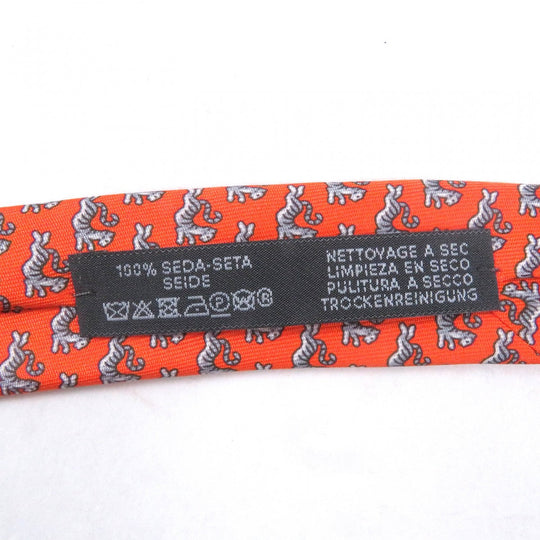 HERMES tie 0006266T silk Orange Green HAPPY TIGER