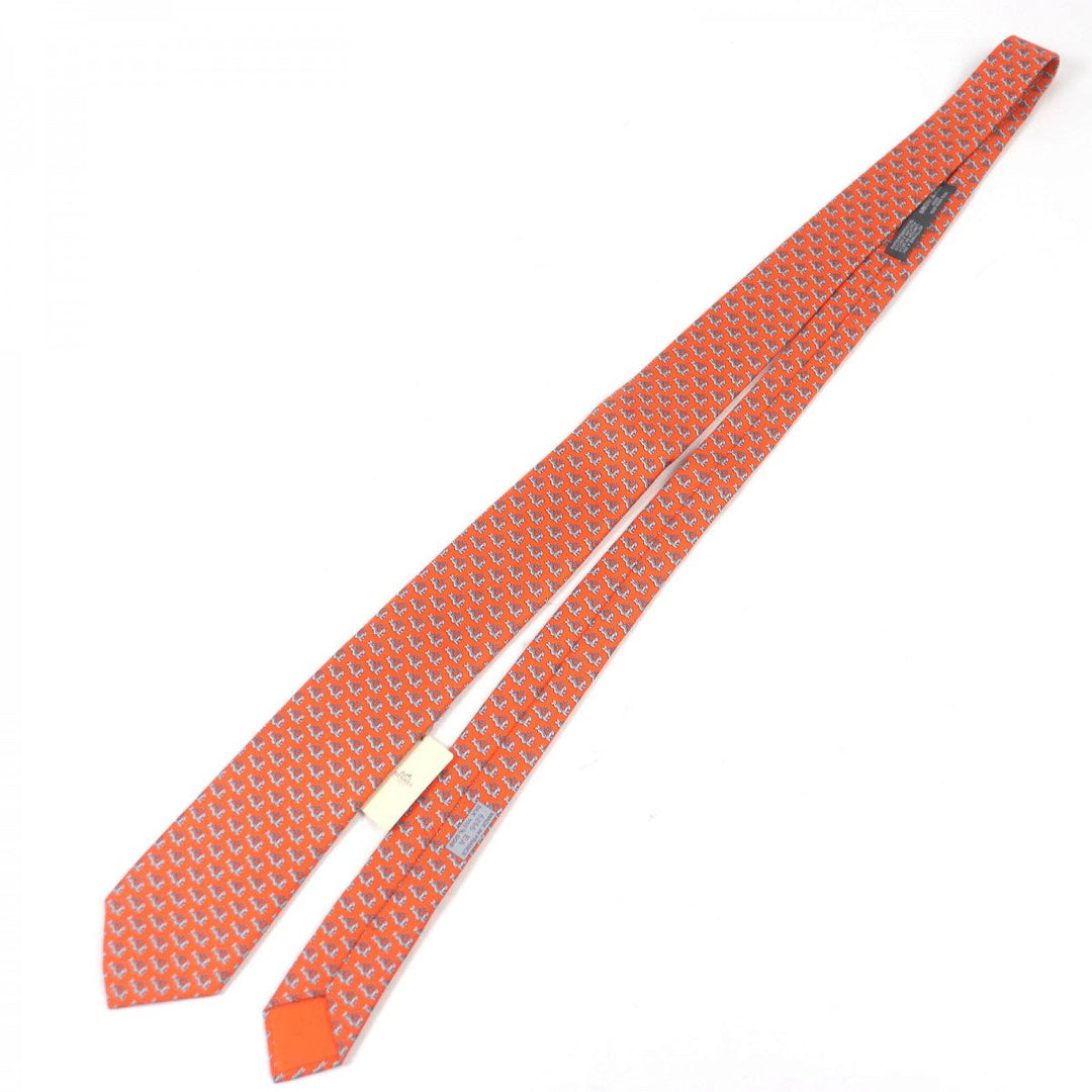 HERMES tie 0006266T silk Orange Green HAPPY TIGER