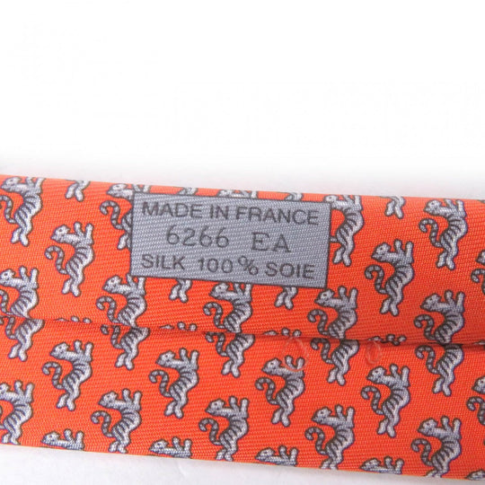 HERMES tie 0006266T silk Orange Green HAPPY TIGER