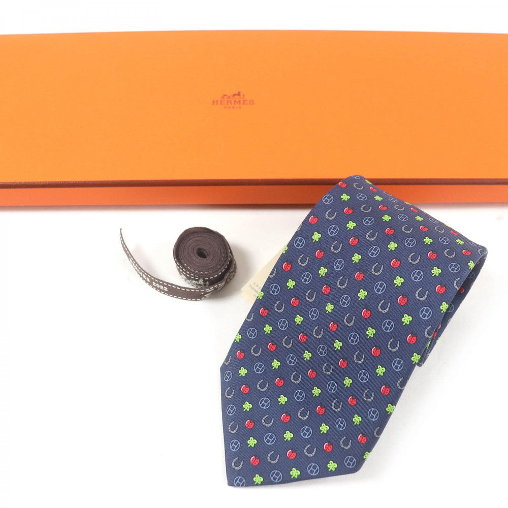 HERMES tie H606012T Main: 100% silk Marin JOB INTERVIEW mens Used Authentic