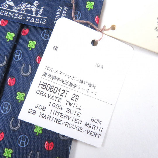 HERMES tie H606012T Main: 100% silk Marin JOB INTERVIEW mens Used Authentic