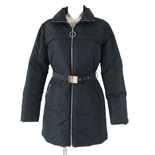 LOUIS VUITTON down coat FFCO018FLX Outer: 59% polyester, Outer: 41% silk, Lining: 50% rayon, Lining: 50% cupra, Filling: 90% down black Women 36 Used Authentic