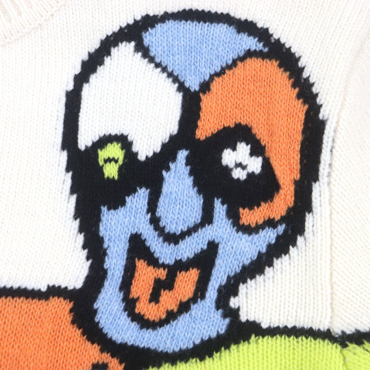 LOUIS VUITTON sweater HON63W Main: 100% wool Off White Multi LVPuzzle mens M Used Authentic