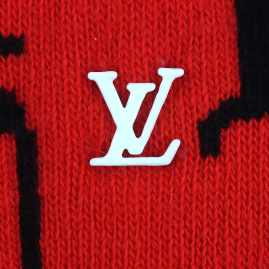 LOUIS VUITTON sweater HON63W Main: 100% wool Off White Multi LVPuzzle mens M Used Authentic