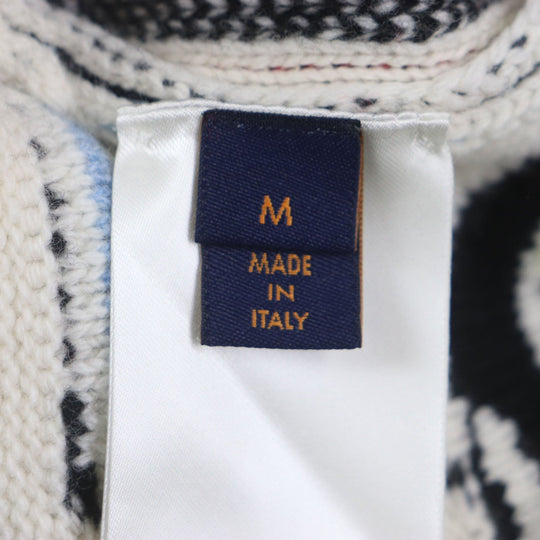 LOUIS VUITTON sweater HON63W Main: 100% wool Off White Multi LVPuzzle mens M Used Authentic