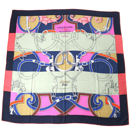 HERMES scarf H243685S Main: 70% cashmere, Main: 30% silk MARINE/ROSE VIF/VE Instructions for the Royal Bayadere Women Used Authentic