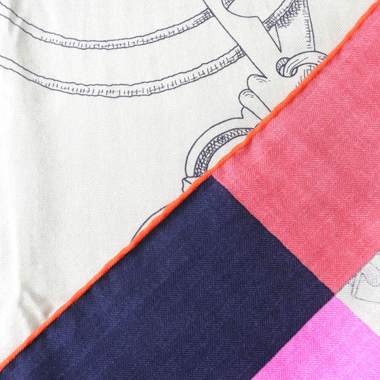 HERMES scarf H243685S Main: 70% cashmere, Main: 30% silk MARINE/ROSE VIF/VE Instructions for the Royal Bayadere Women Used Authentic
