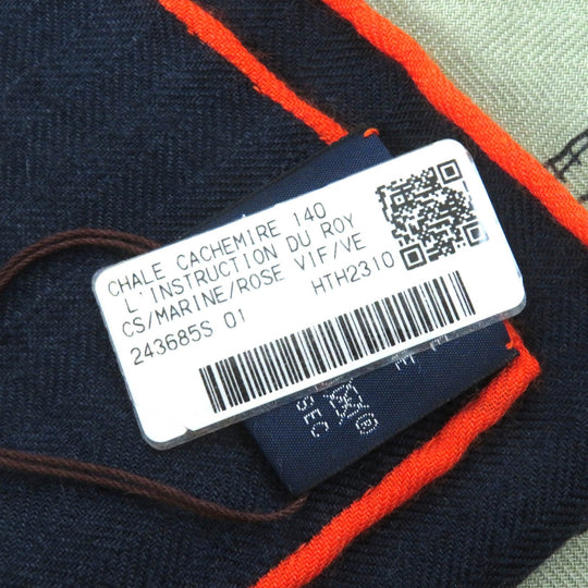 HERMES scarf H243685S Main: 70% cashmere, Main: 30% silk MARINE/ROSE VIF/VE Instructions for the Royal Bayadere Women Used Authentic