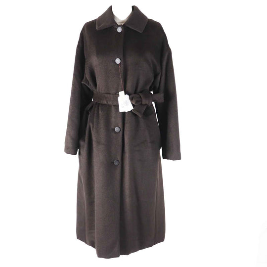 HERMES coat 3H0123DH Main: 75% alpaca, Main: 25% wool, Filling: 55% cashmere, Filling: 45% polyester, Lining: 100% polyester Dark brown Marron Ebene Women 36 Used Authentic