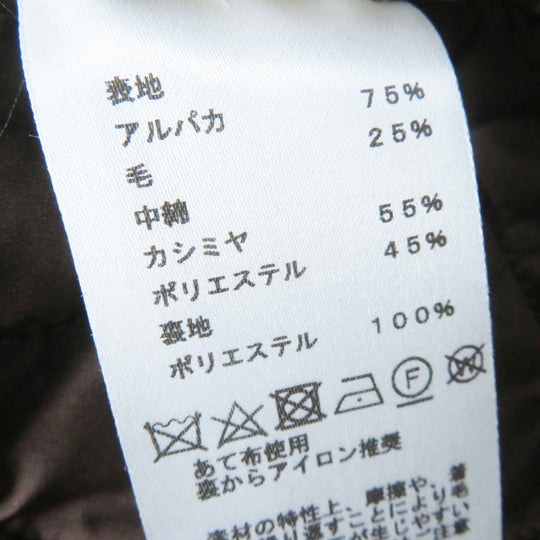 HERMES coat 3H0123DH Main: 75% alpaca, Main: 25% wool, Filling: 55% cashmere, Filling: 45% polyester, Lining: 100% polyester Dark brown Marron Ebene Women 36 Used Authentic