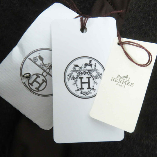 HERMES coat 3H0123DH Main: 75% alpaca, Main: 25% wool, Filling: 55% cashmere, Filling: 45% polyester, Lining: 100% polyester Dark brown Marron Ebene Women 36 Used Authentic