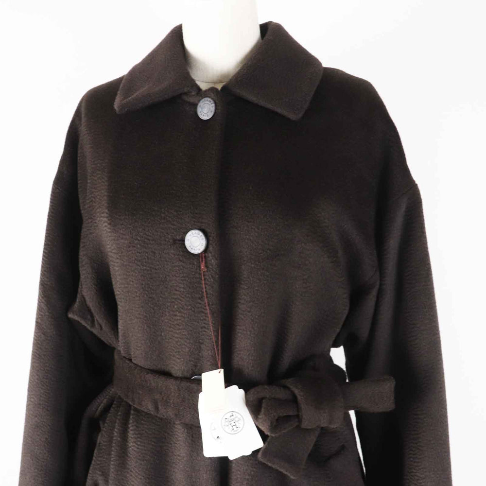 HERMES coat 3H0123DH Main: 75% alpaca, Main: 25% wool, Filling: 55% cashmere, Filling: 45% polyester, Lining: 100% polyester Dark brown Marron Ebene Women 36 Used Authentic