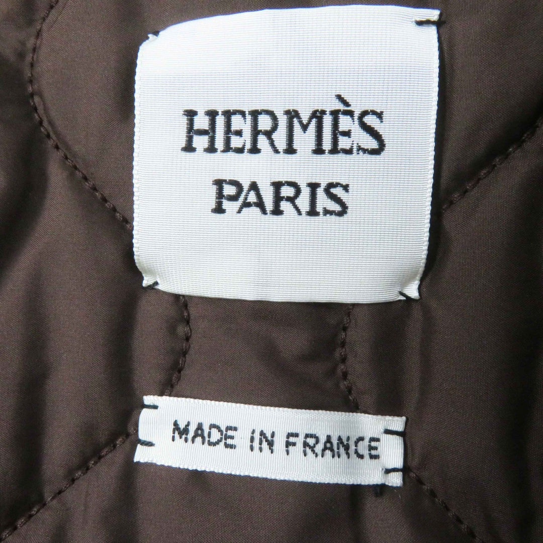 HERMES coat 3H0123DH Main: 75% alpaca, Main: 25% wool, Filling: 55% cashmere, Filling: 45% polyester, Lining: 100% polyester Dark brown Marron Ebene Women 36 Used Authentic