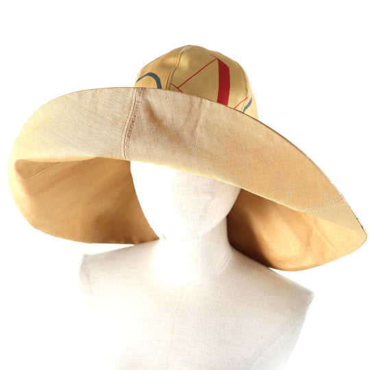HERMES hat Outer: 100% silk, Lining: 50% linen, Lining: 50% silk Beige multicolor Women Used Authentic
