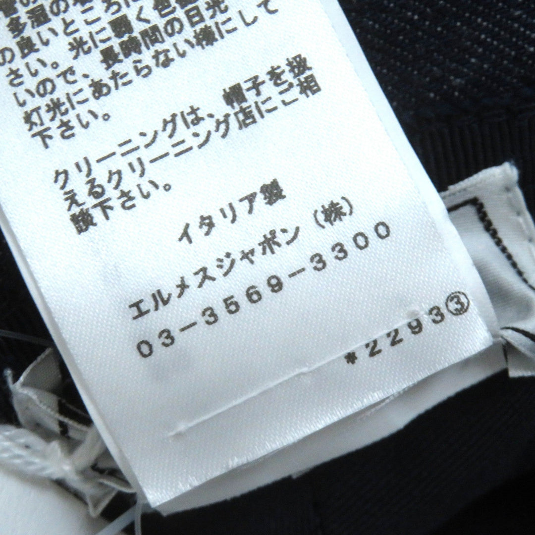 HERMES hat H241059N Outer: 100% cotton, Lining: 54% cotton, Lining: 46% silk, Part: 56% cotton, Part: 44% rayon Indigo blue Harper Emile Women 58 Used Authentic