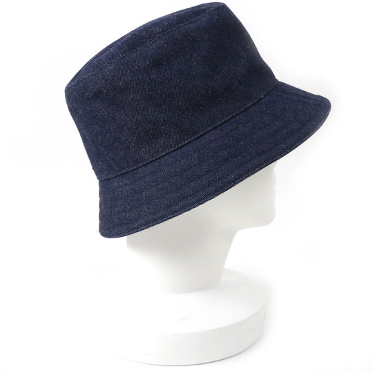 HERMES hat H241059N Outer: 100% cotton, Lining: 54% cotton, Lining: 46% silk, Part: 56% cotton, Part: 44% rayon Indigo blue Harper Emile Women 58 Used Authentic
