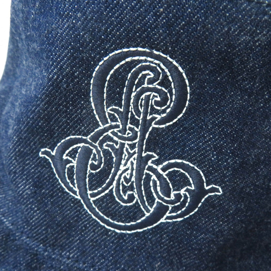 HERMES hat H241059N Outer: 100% cotton, Lining: 54% cotton, Lining: 46% silk, Part: 56% cotton, Part: 44% rayon Indigo blue Harper Emile Women 58 Used Authentic