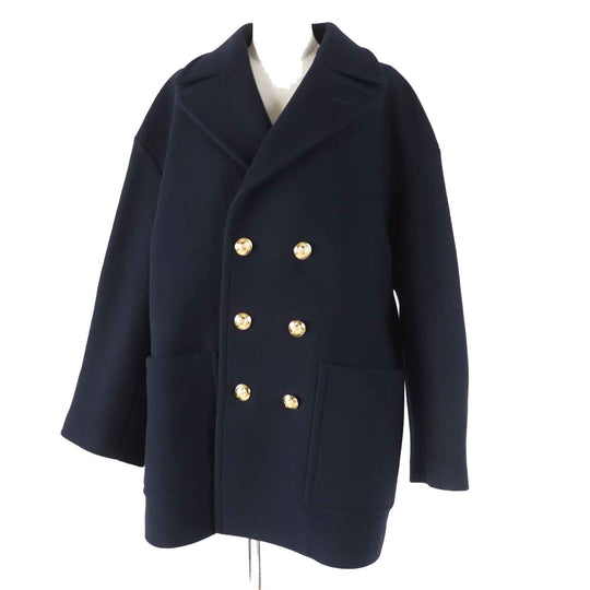 CELINE pea coat 2M780814E Outer: 100% wool, Lining: 70% cupra, Lining: 30% cotton, Lining: 100% cotton Dark navy Women 38 Used Authentic