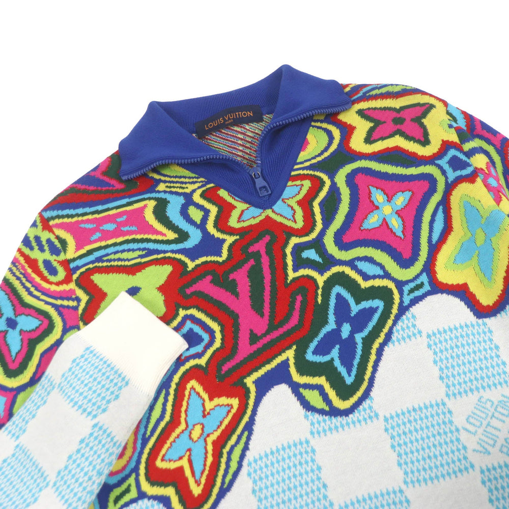 LOUIS VUITTON knit 1A8P4N Main: 97% cotton, Main: 2% nylon, Main: 1% polyurethane Blue type Multicolor mens XS Used Authentic
