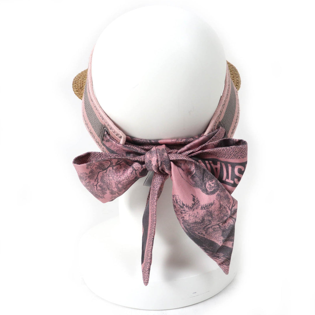 Christian Dior Sun visor Main: 85% cotton, Main: 15% polypropylene, Part: 92% paper, Part: 8% polyester, Part: 100% silk Pink Gray Natural Dioriviera D-Ocean D-Ocean Mitzah Women Used Authentic