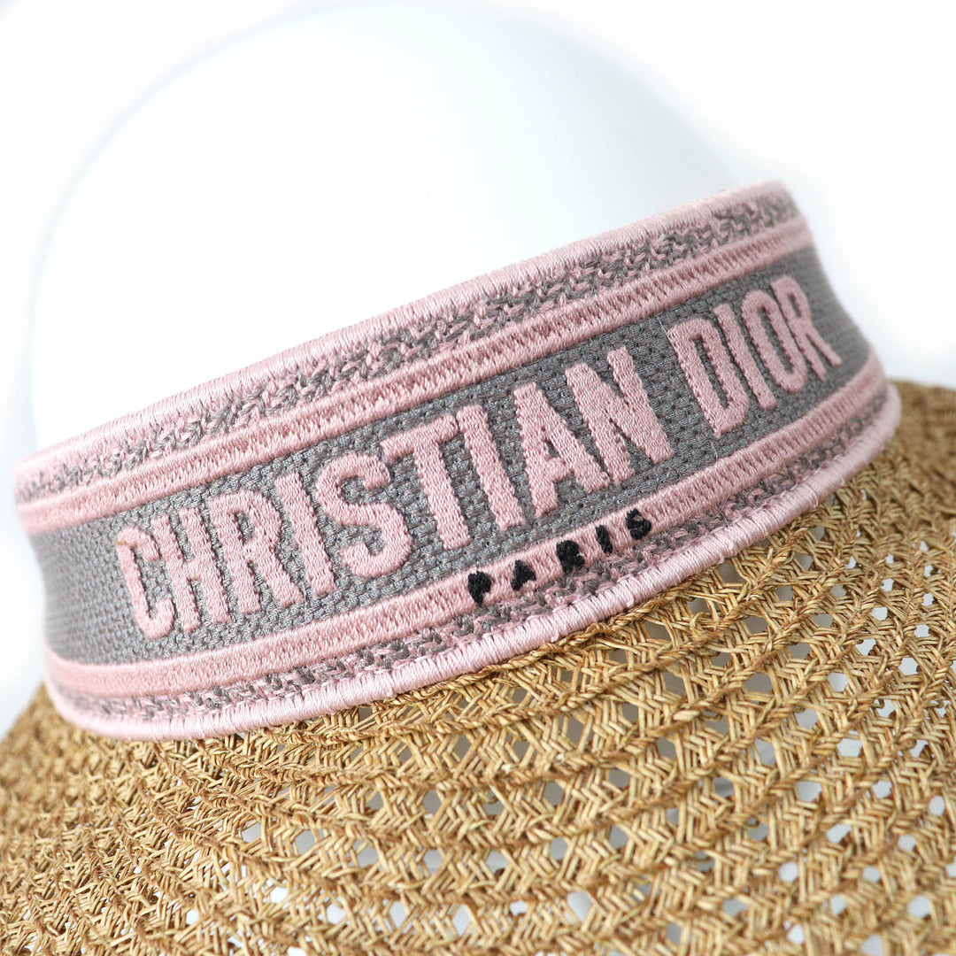 Christian Dior Sun visor Main: 85% cotton, Main: 15% polypropylene, Part: 92% paper, Part: 8% polyester, Part: 100% silk Pink Gray Natural Dioriviera D-Ocean D-Ocean Mitzah Women Used Authentic