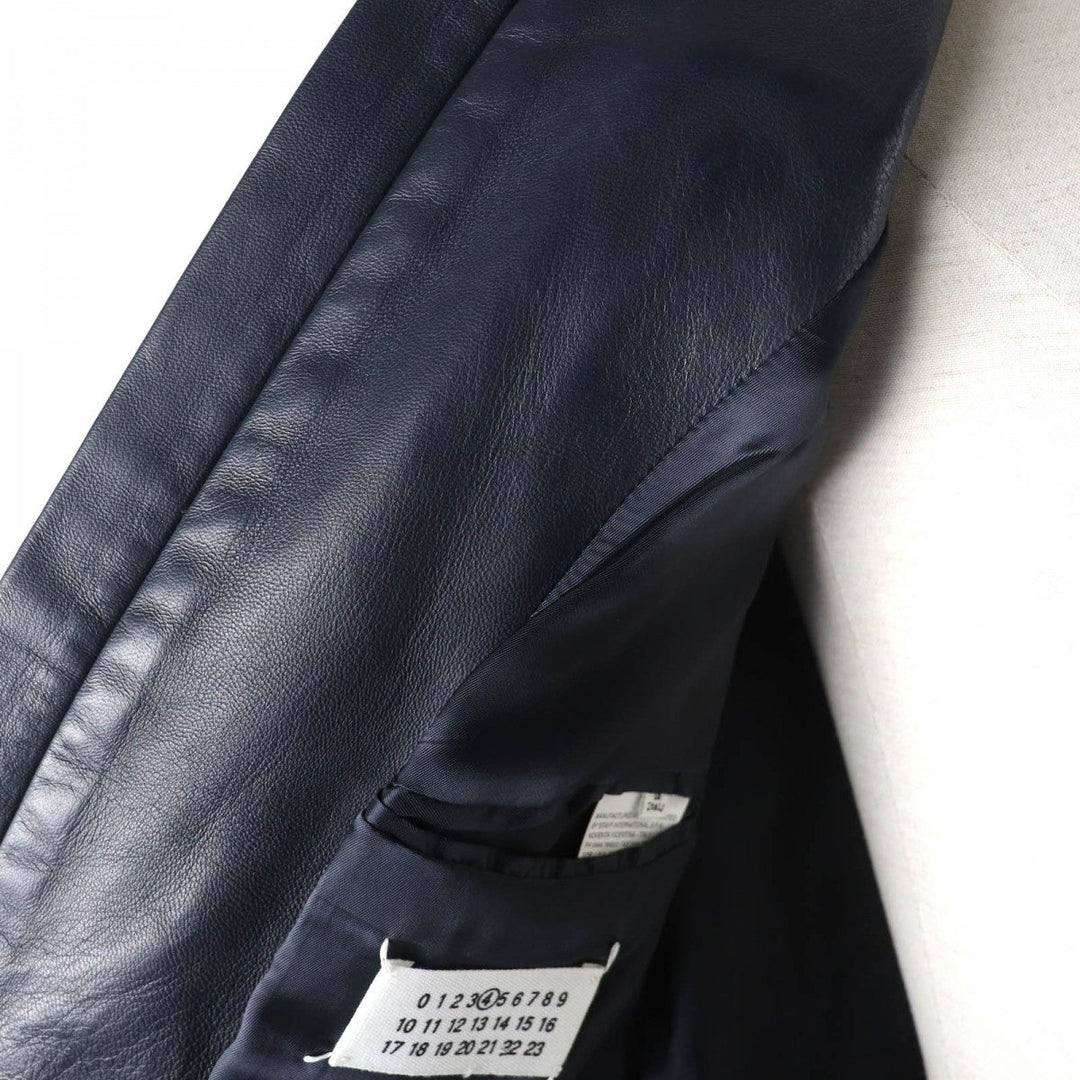 Maison Margiela Riders jacket S51AM0181 Outer: 100% sheepskin, Lining: 100% rayon Dark navy Women 42 Used Authentic