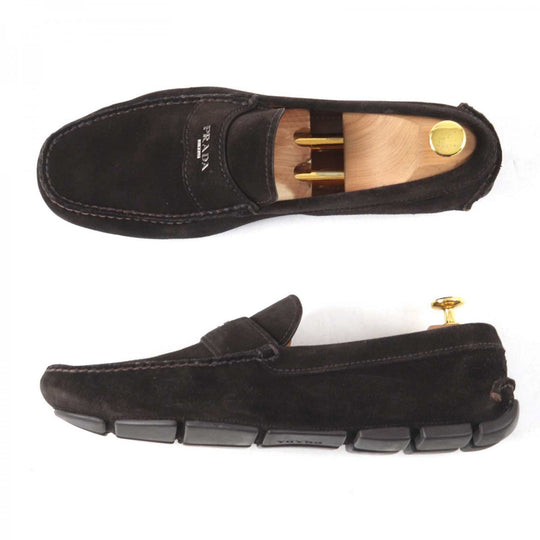 PRADA loafers 2D2170 Main: Suede leather Dark brown mens 9 Used Authentic
