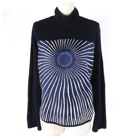 HERMES knit Outer: 100% silk, Main: 100% cashmere Navy white Women Used Authentic