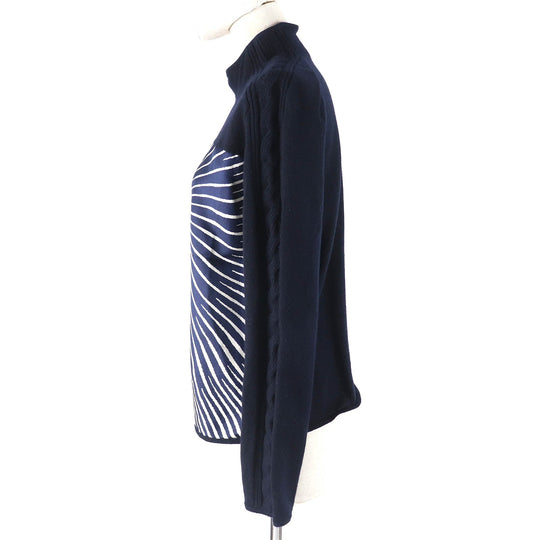 HERMES knit Outer: 100% silk, Main: 100% cashmere Navy white Women Used Authentic