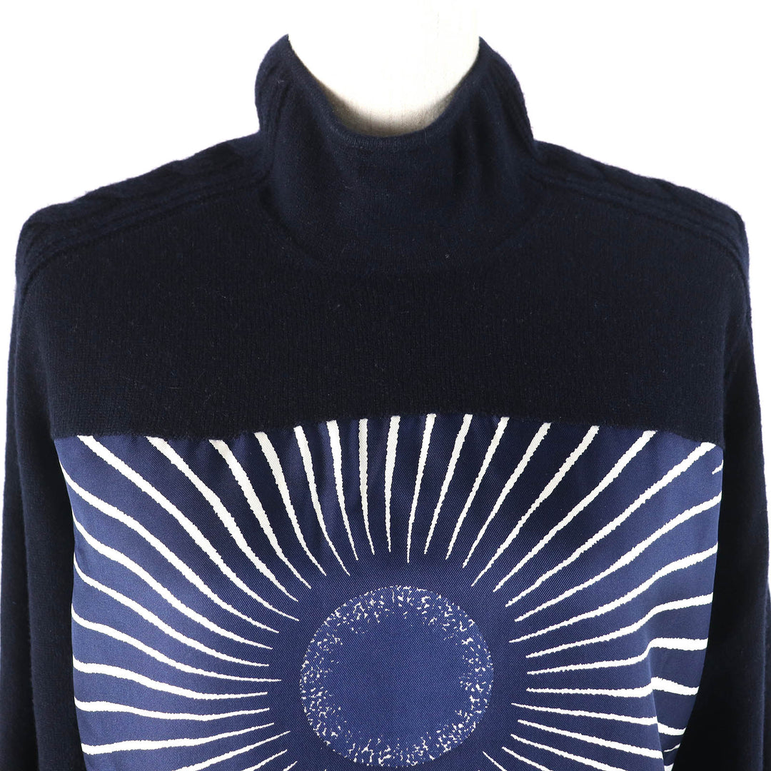 HERMES knit Outer: 100% silk, Main: 100% cashmere Navy white Women Used Authentic