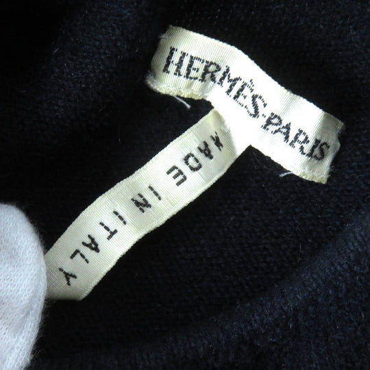 HERMES knit Outer: 100% silk, Main: 100% cashmere Navy white Women Used Authentic