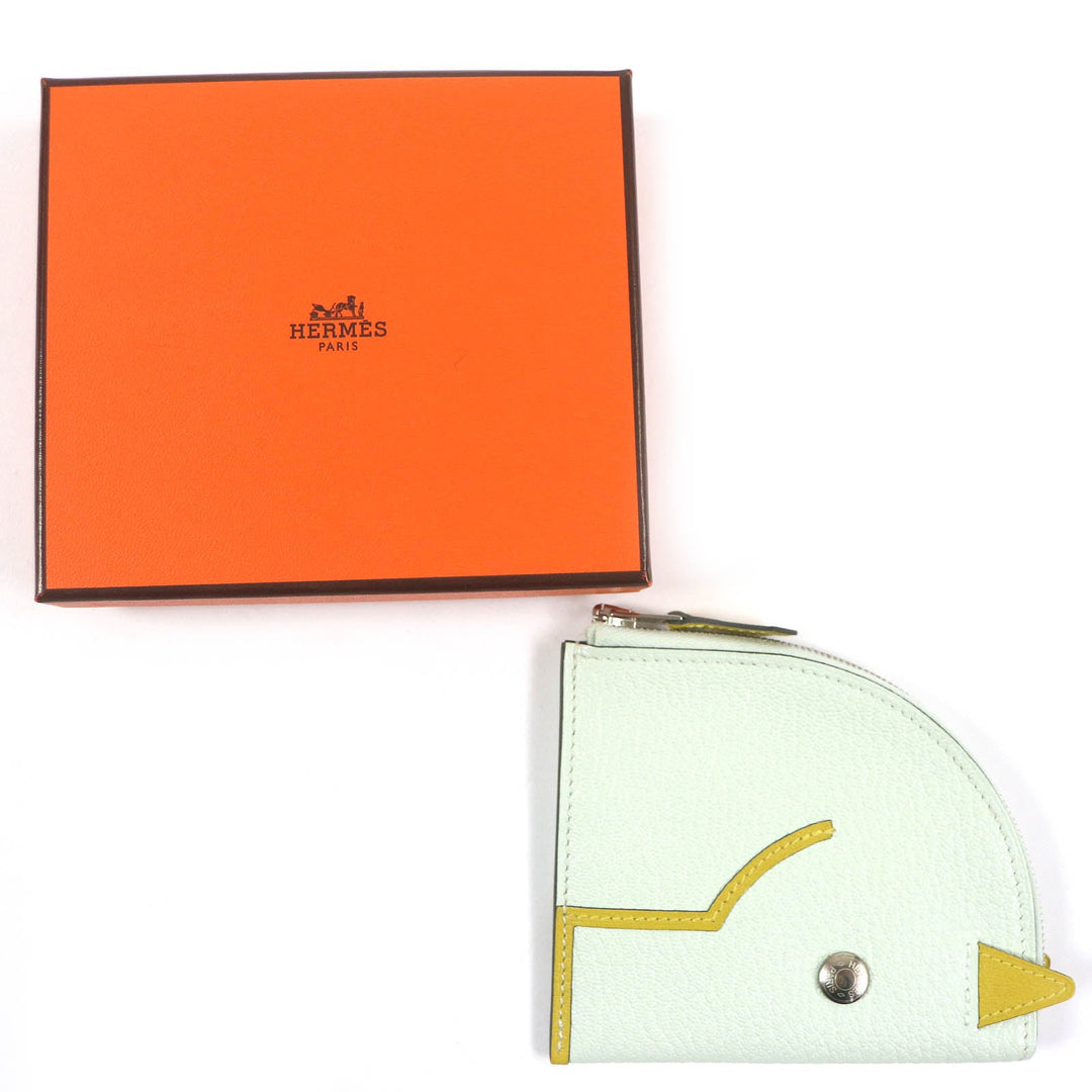 HERMES Coin case Main: Chevre Mysore white paddock Women Used Authentic