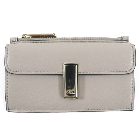BALLY Coin case leather gray Women Used Authentic