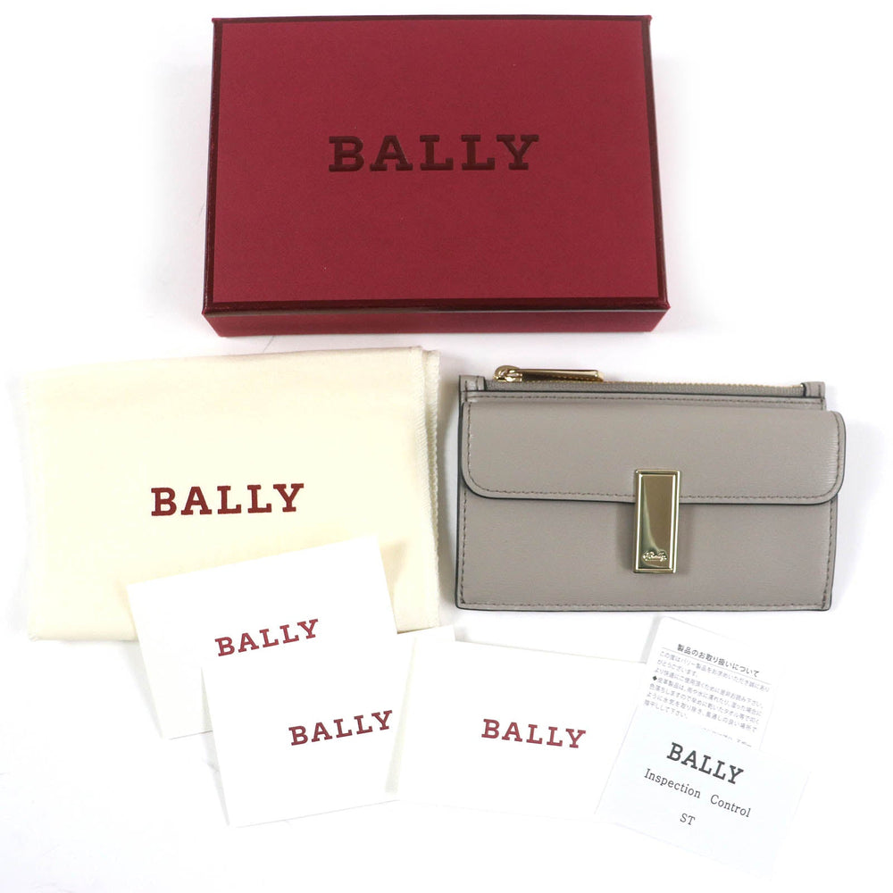 BALLY Coin case leather gray Women Used Authentic