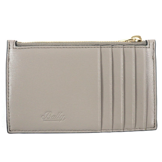 BALLY Coin case leather gray Women Used Authentic
