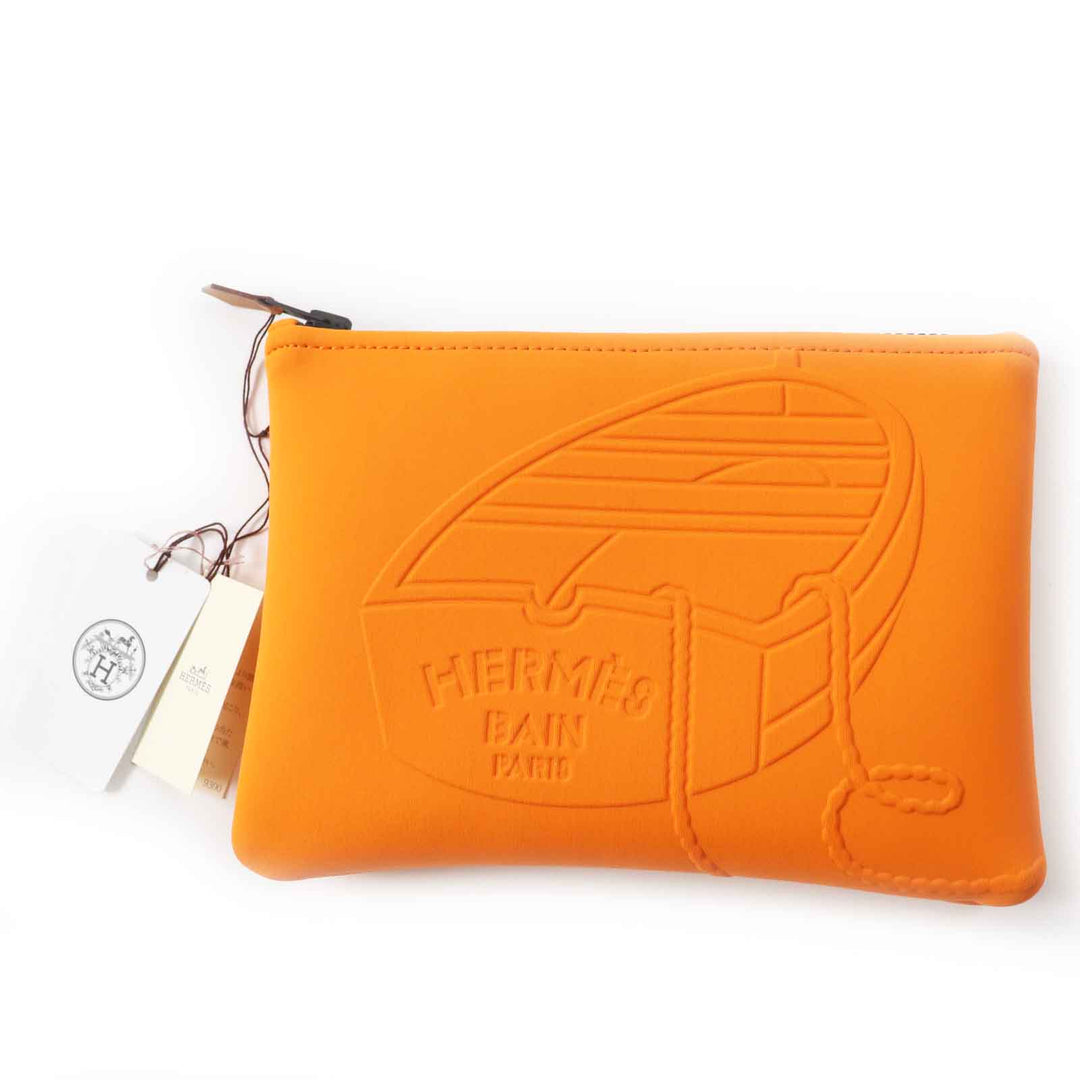 HERMES Pouch Main: Polyamide, Main: Elastane, Lining: Cotton, Part: Leather Orange Neoban Thalassa PM Women Used Authentic