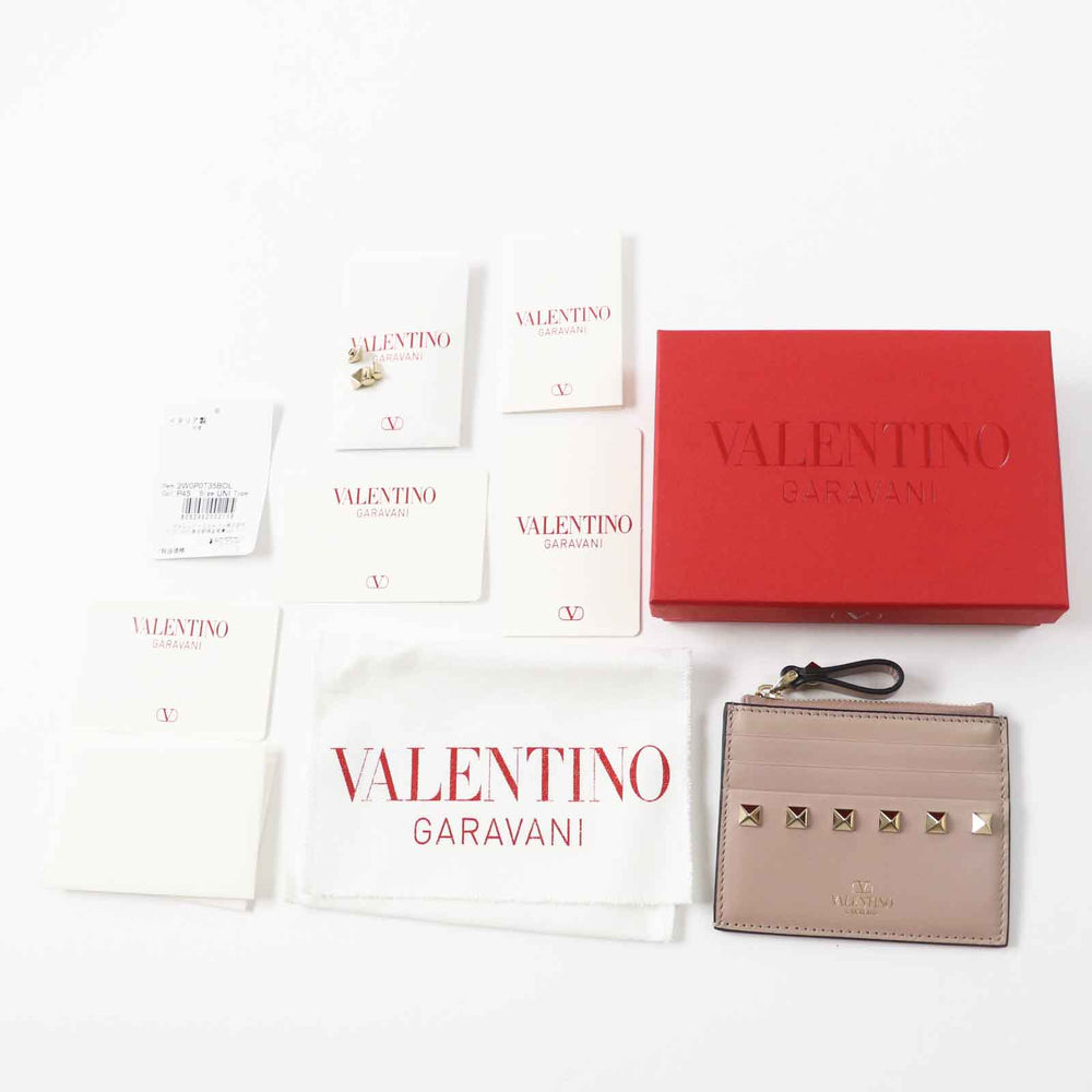 Valentino Garavani Coin case 2W0P0T35 Main: Leather beige Women Used Authentic