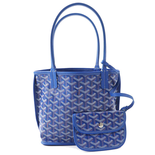 GOYARD Tote Bag Main: Leather sky blue Anju Mini Women Used Authentic