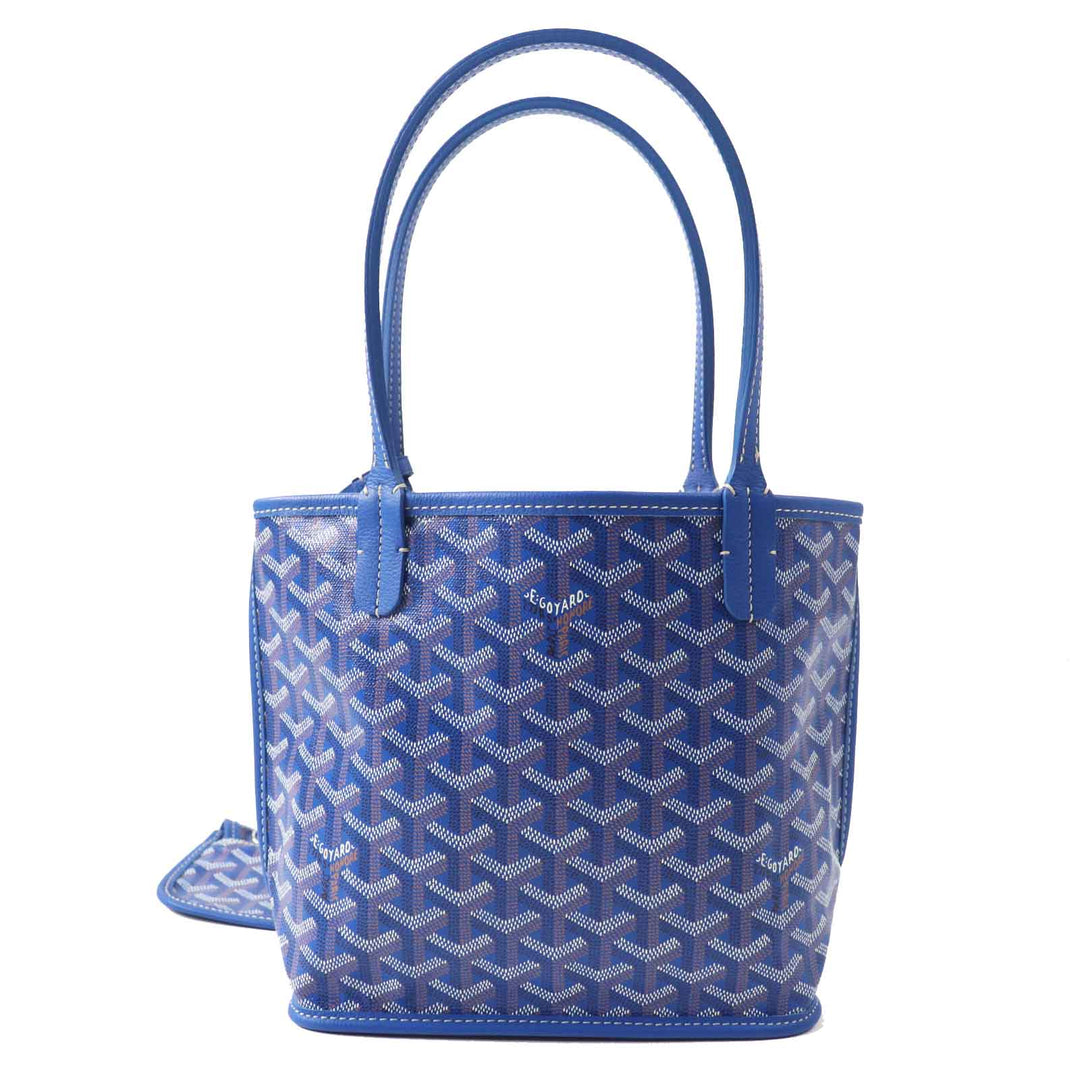 GOYARD Tote Bag Main: Leather sky blue Anju Mini Women Used Authentic