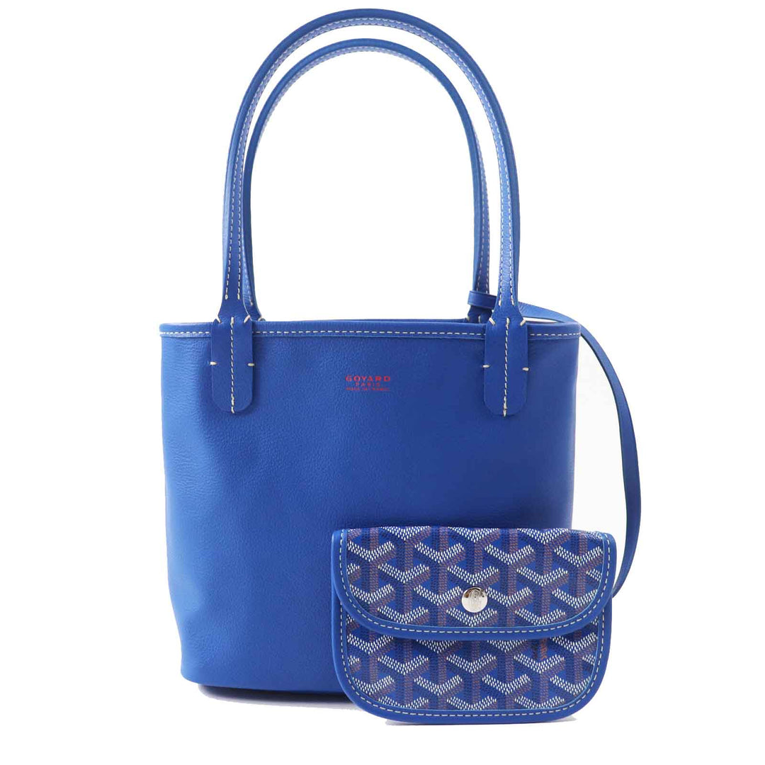 GOYARD Tote Bag Main: Leather sky blue Anju Mini Women Used Authentic